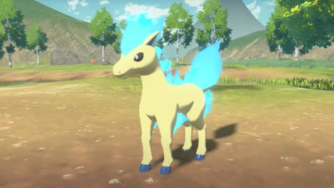 a ponyta with blue hair