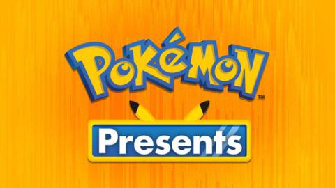 The Pokémon Presents logo on an orange background