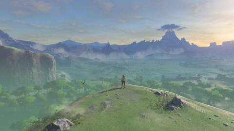 The Legend of Zelda: Breath of the Wild - Link looking out at Hyrule