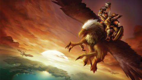 artwork of a dwarf riding a gryphon in World of Warcraft Classic