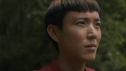 A close-up of Justin H. Min as the android Yang in the trailer for After Yang