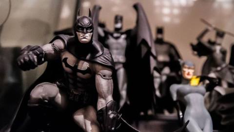 A collection of Batman figurines seen in the documentary Batman and Me