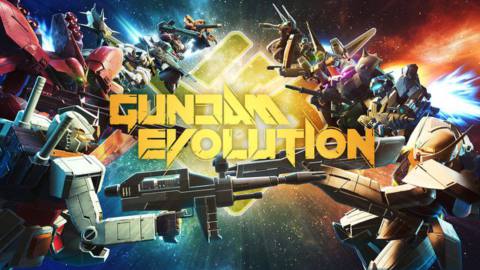 Key art for Gundam Evolution, featuring the logo and a variety of Gundam