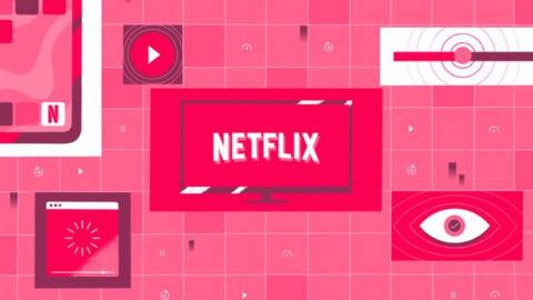 Illustration for Netflix in pink and magenta colors