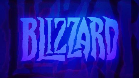 Graphic of the Blizzard logo on a glowing blue background