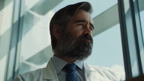 Colin Farrell with a beard in The Killing of a Sacred Deer