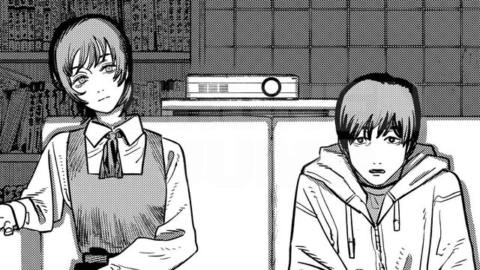a comic showing two high school aged students sitting on a couch, staring blankly into the camera in Goodbye, Eri