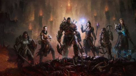 Artwork of the six classes from Diablo Immortal