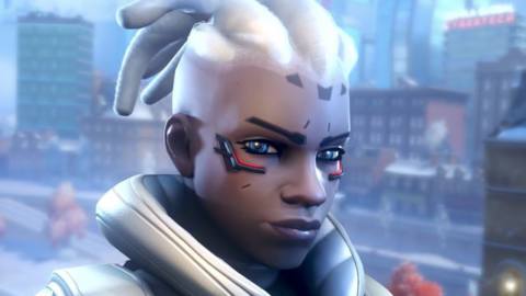 A close up shot of Sojourn from Overwatch 2