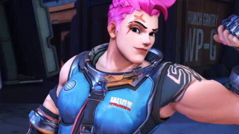 A close-up of Zarya’s default skin in Overwatch