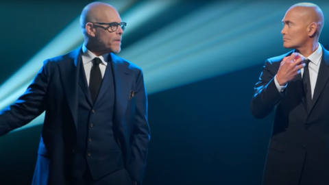 Iron Chef: Quest for an Iron Legend’s hosts Mark Dasascos and Alton Brown for Netflix