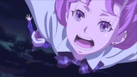 an anime schoolgirl falling through the air in Eternights