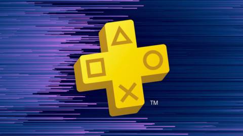 The PlayStation Plus logo (a plus sign with PlayStation shapes) on a purple-blue background