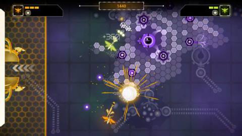 a bug shoots hexagonal shapes in Yars Recharged