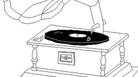 A fly sits on a vintage record player in a screenshot from Time Flies