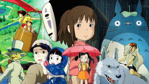 A collage of animated characters from Studio Ghibli movies