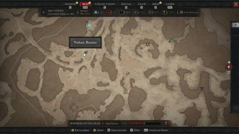 Diablo 4 season 3 screenshot of map location for Arcane Tremors