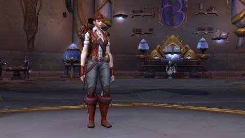 World of Warcraft Azerothian Archives - a human female is displaying one of the transmog rewards