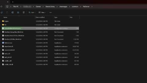 Screenshot of Palworld dedicated server folder