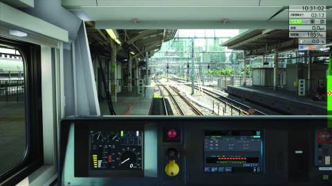 The cab of a train from the drivers perspective.