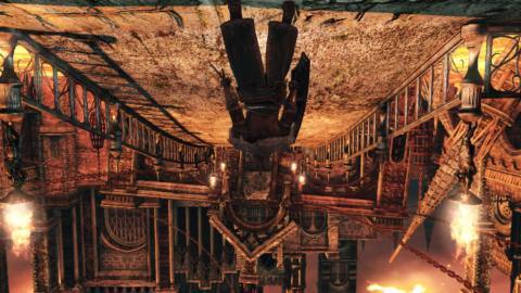 Dark Souls 2 with the camera inverted so that the entire game is upside down.