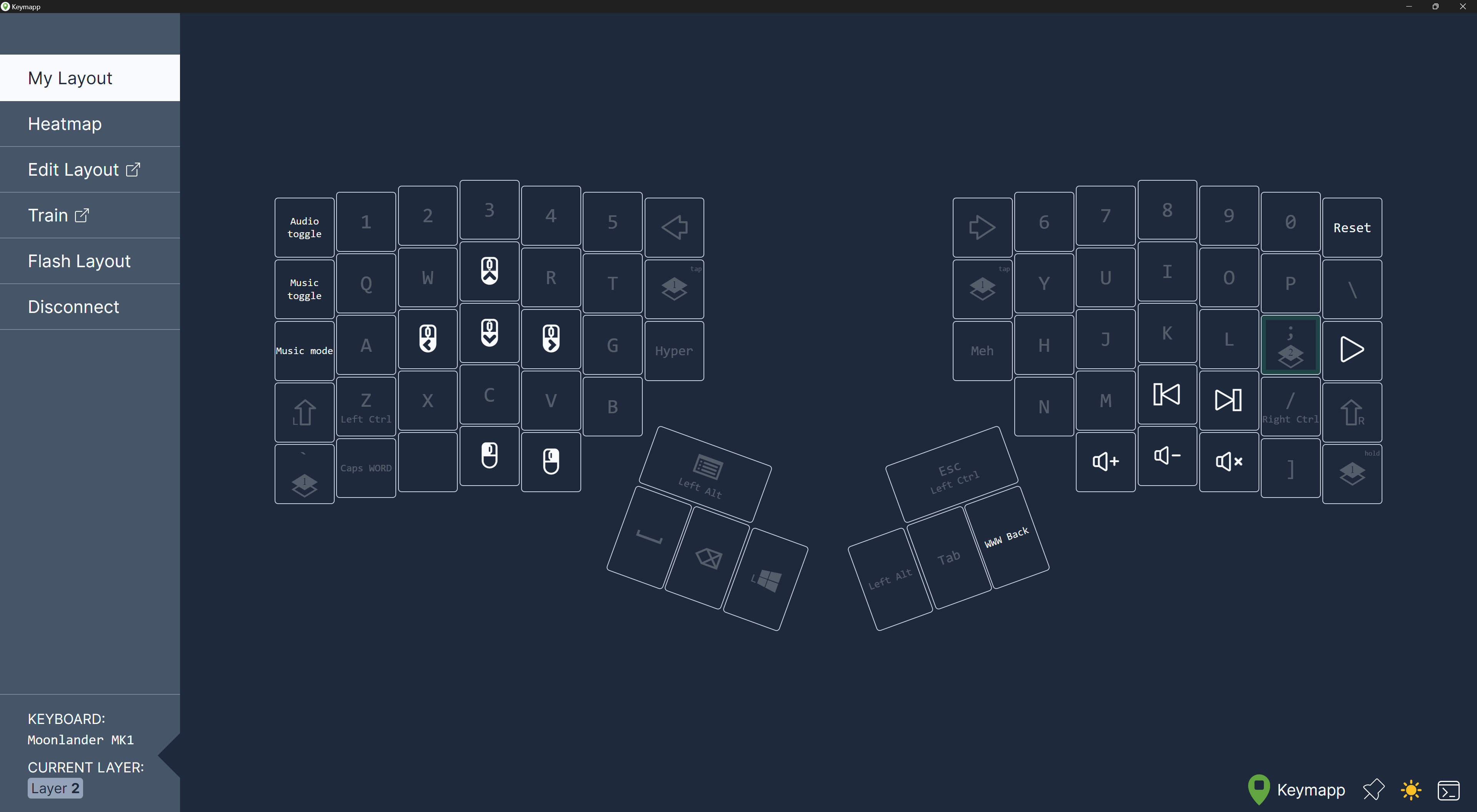 ZSA Keymapp application for ergonomic keyboards