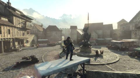 A screenshot from Dragon's Dogma 2, taken in the main city area of Vernworth