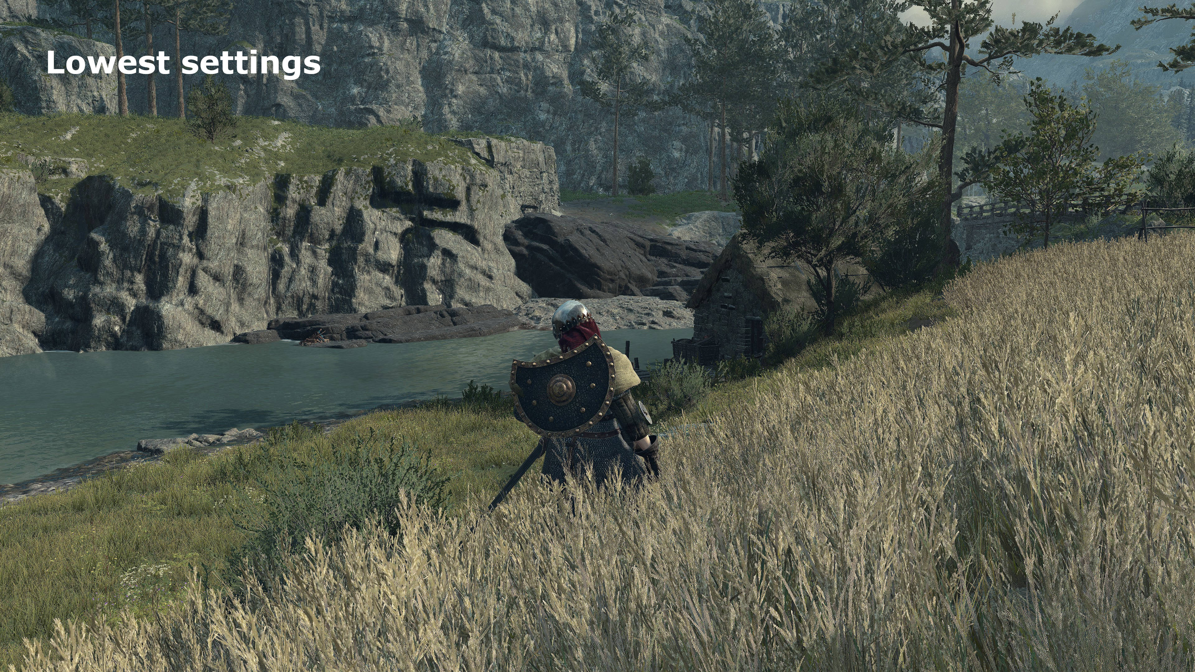 Screenshots from Dragon's Dogma 2 highlighting the visual changes that the game's graphics settings have