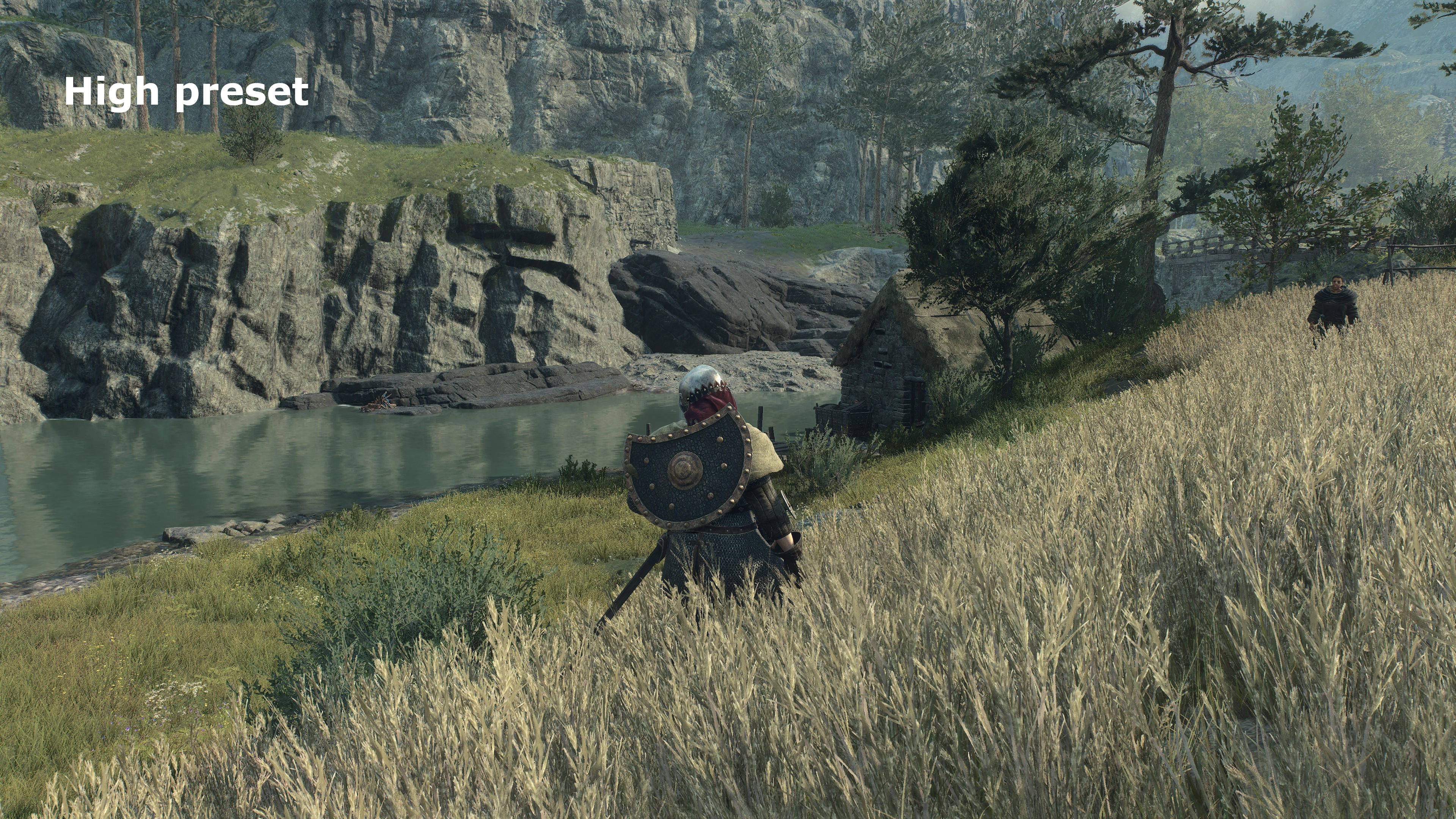 Screenshots from Dragon's Dogma 2 highlighting the visual changes that the game's graphics settings have