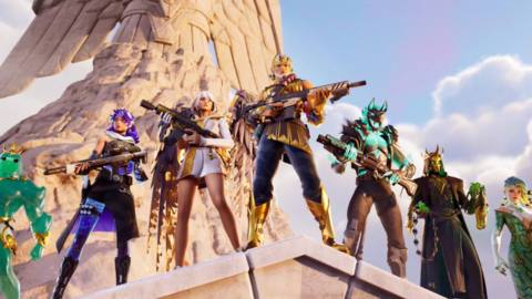 Fortnite Chapter 5 Season 2 Battle Pass skins list, including Zeus, Hades, and Aphrodite