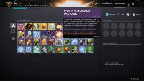 How to get a Focus Activity Winners Package in Destiny 2 and open it