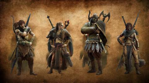 Four Warfarers wield all kinds of weapons in Dragon’s Dogma 2