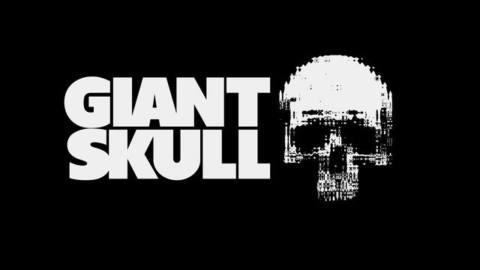 The logo for game developer Giant Skull, which contains the words Giant Skull and a skull made of computer text and glyphs