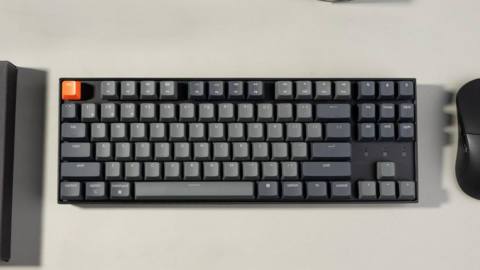 A stock photo of the Keychron K8 keyboard on a desk