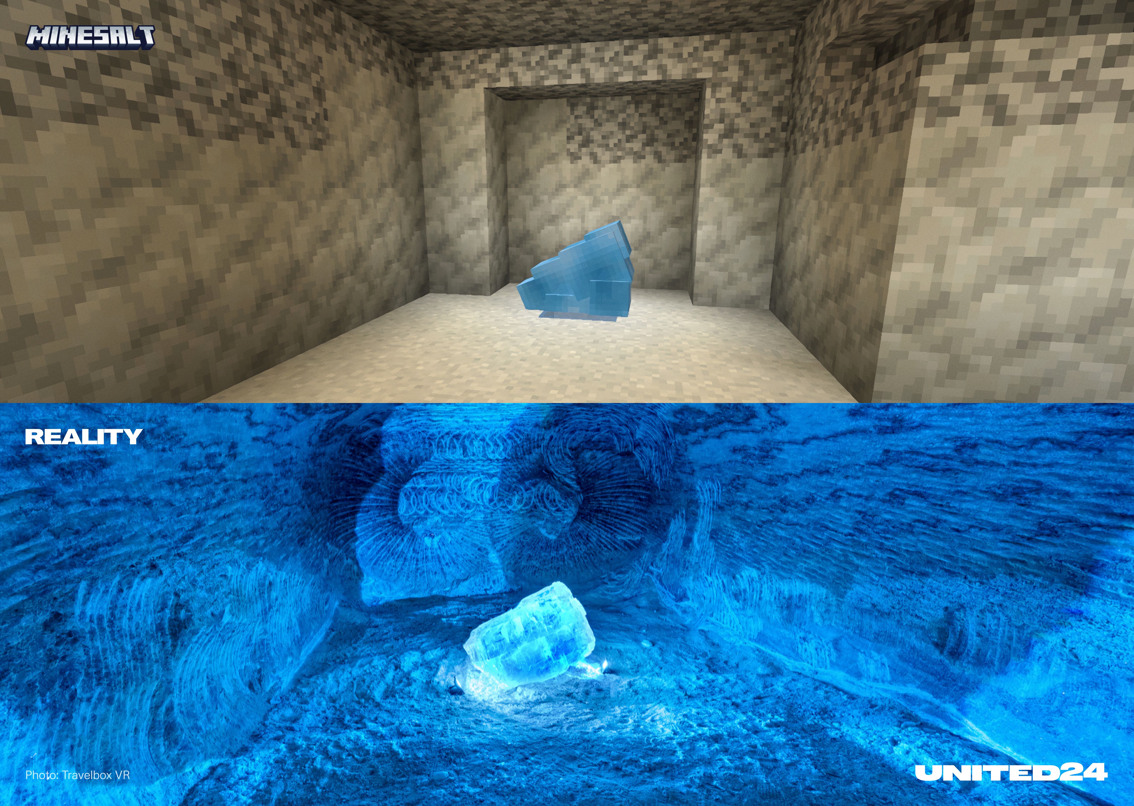 Minesalt screenshot - a recreation of the Soledar salit mines in Minecraft