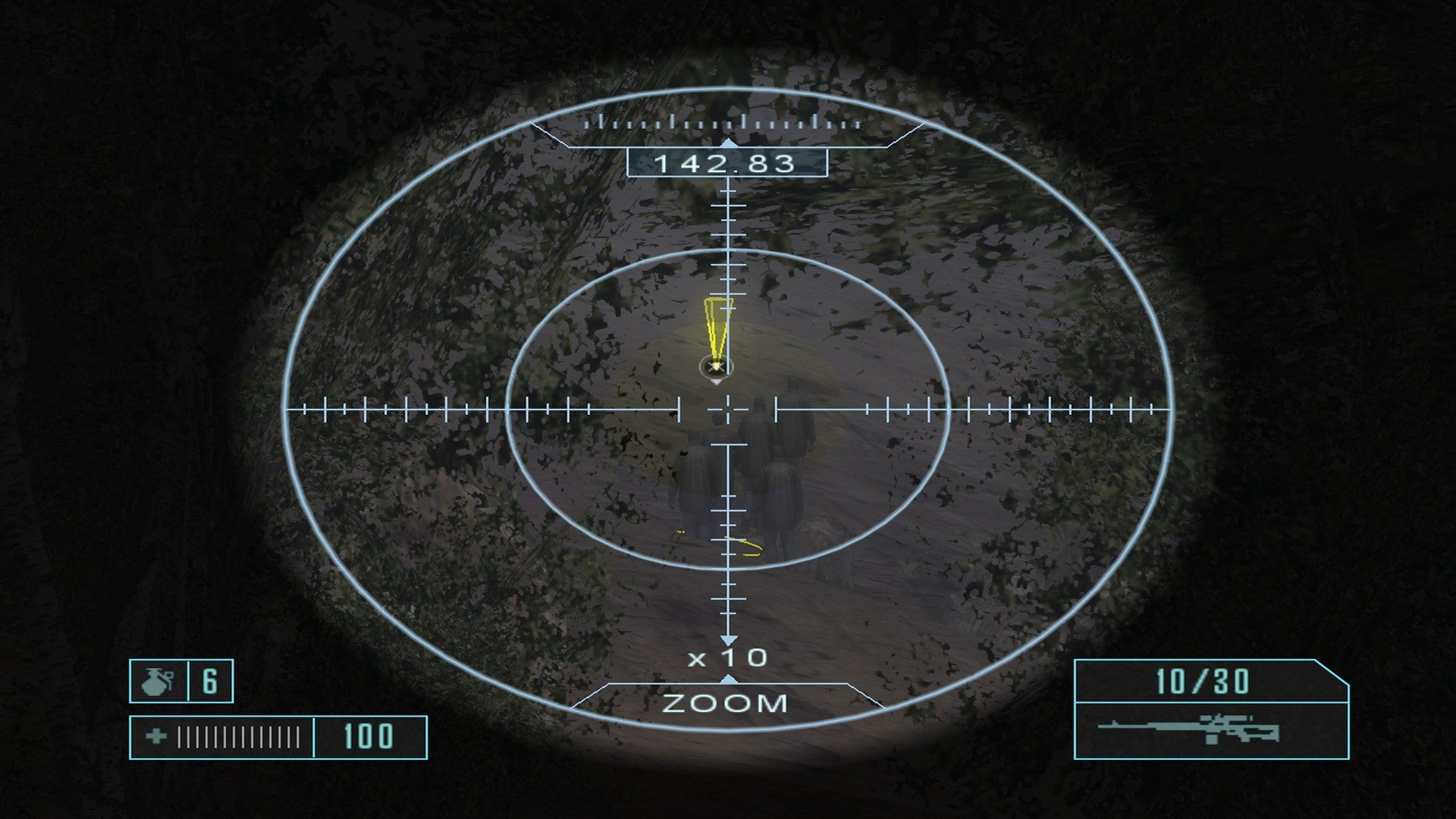 Sniping a target in Mercenaries: Playground of Destruction.