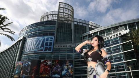 A cosplayer poses for a photo at BlizzCon 2017 at Anaheim Convention Center on November 3, 2017 in Anaheim, California. BlizzCon is the site of the Overwatch World Cup 2017 eSports tournament. (GETTY)