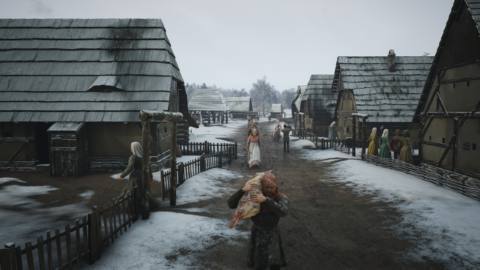 A village street in winter
