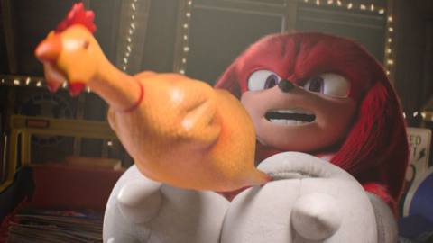 Knuckles with a rubber chicken