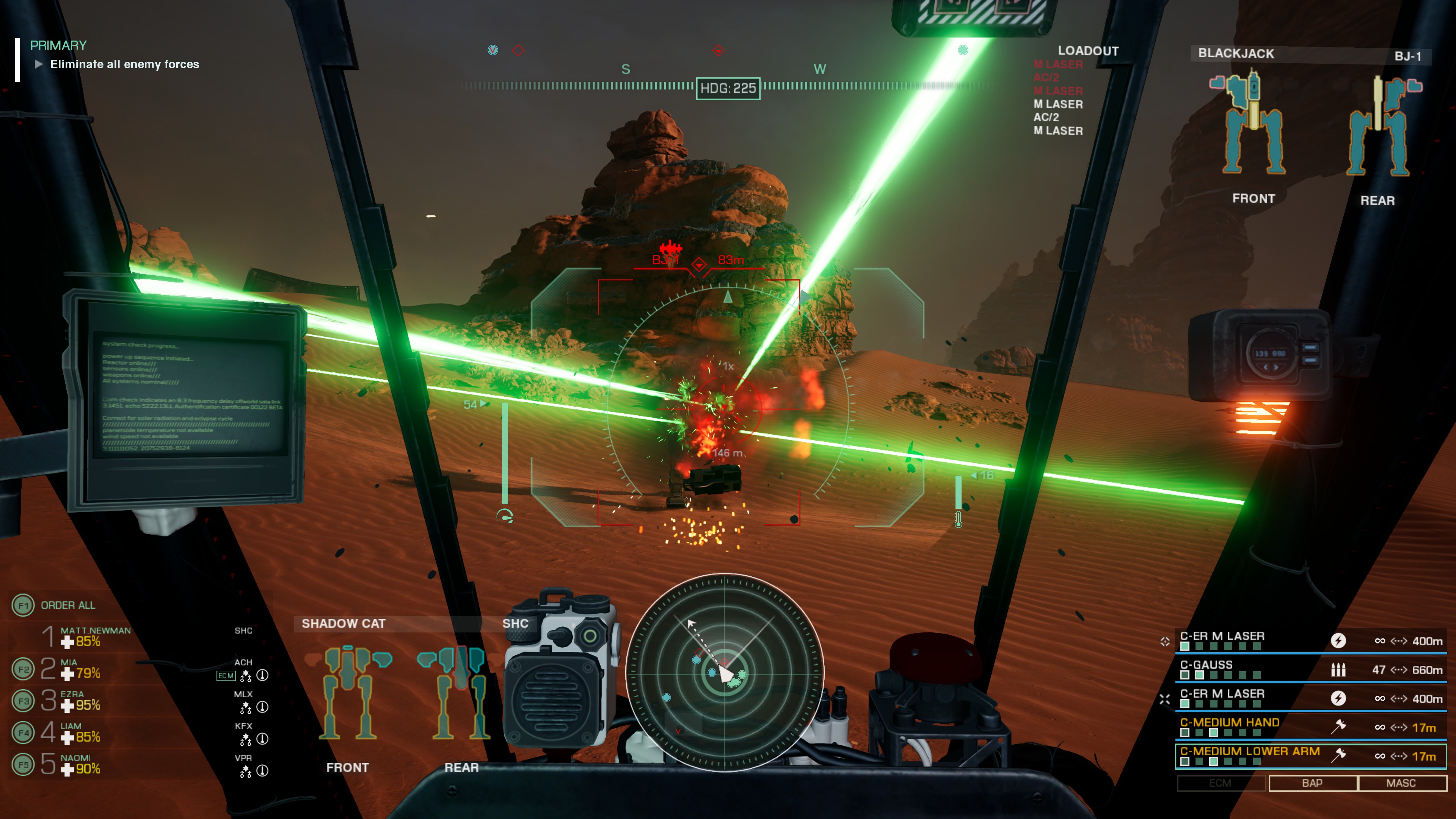 first person view lasers hitting enemy