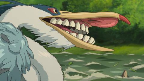 the heron bares its teeth in The Boy and the Heron