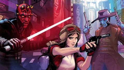 Darth Maul, Dr. Aphra, and Cad Bane in a montage of new art for Star Wars: Unlimited.