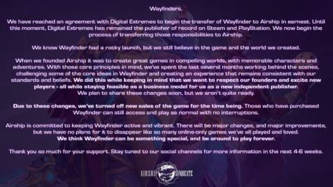 Wayfinder sales halted as developer promises a major rework of the game: ‘We have no plans for it to disappear like so many online-only games’