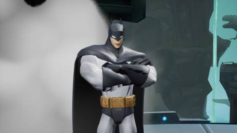 Batman stands with his arms folded in a screenshot from MultiVersus