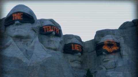 Call of Duty 2024 teaser image: Mount Rushmore presidents with blindfolds spelling out 