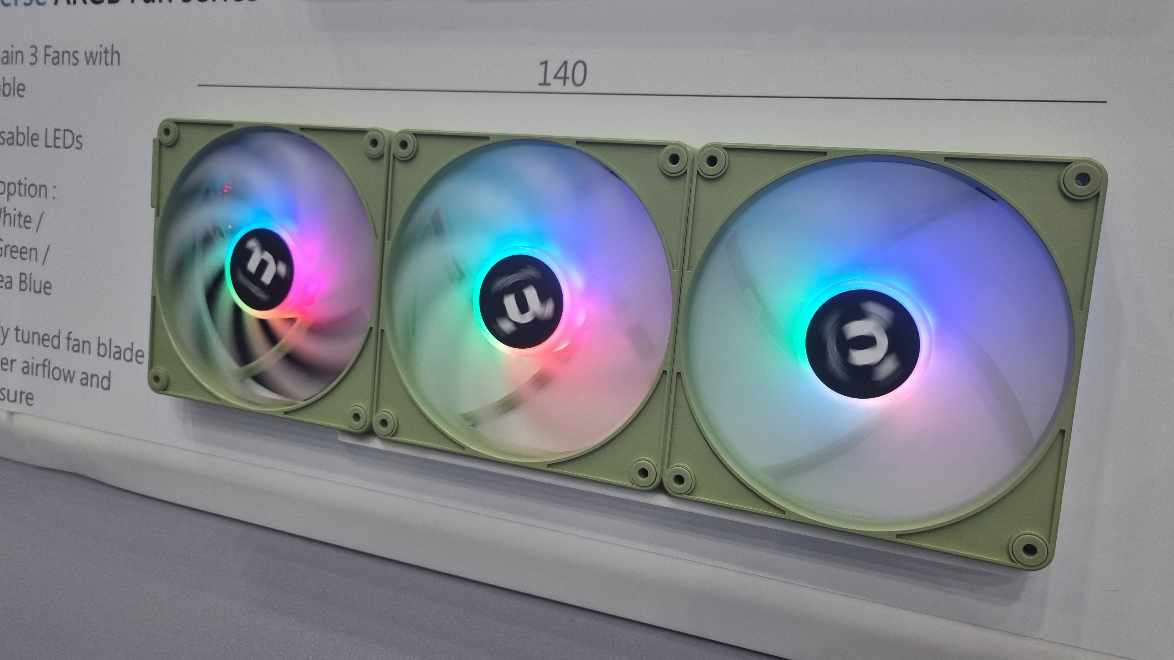 Several Thermaltake CT EX ARBG fans, held together magnetically