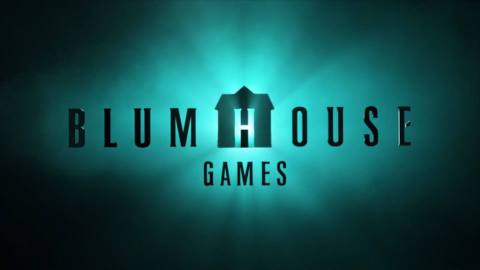 The Blumhouse Games logo set against a black and teal background