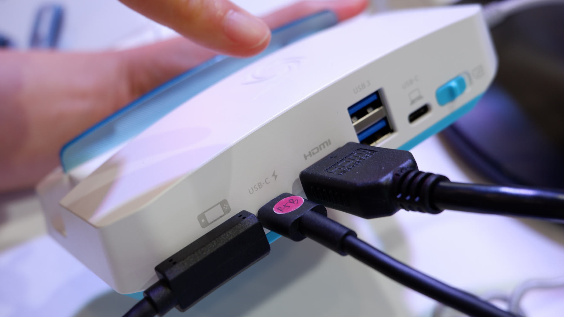 A photo showing an AVerMedia X'Tra Go GC515 docking station, on display at Computex 2024