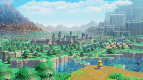 Princess Zelda surveys a landscape diorama in The Legend of Zelda: Echoes of Wisdom