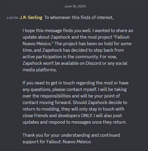 To whomever this finds of interest, I hope this message finds you well. I wanted to share an update about Zapshock and the mod project 